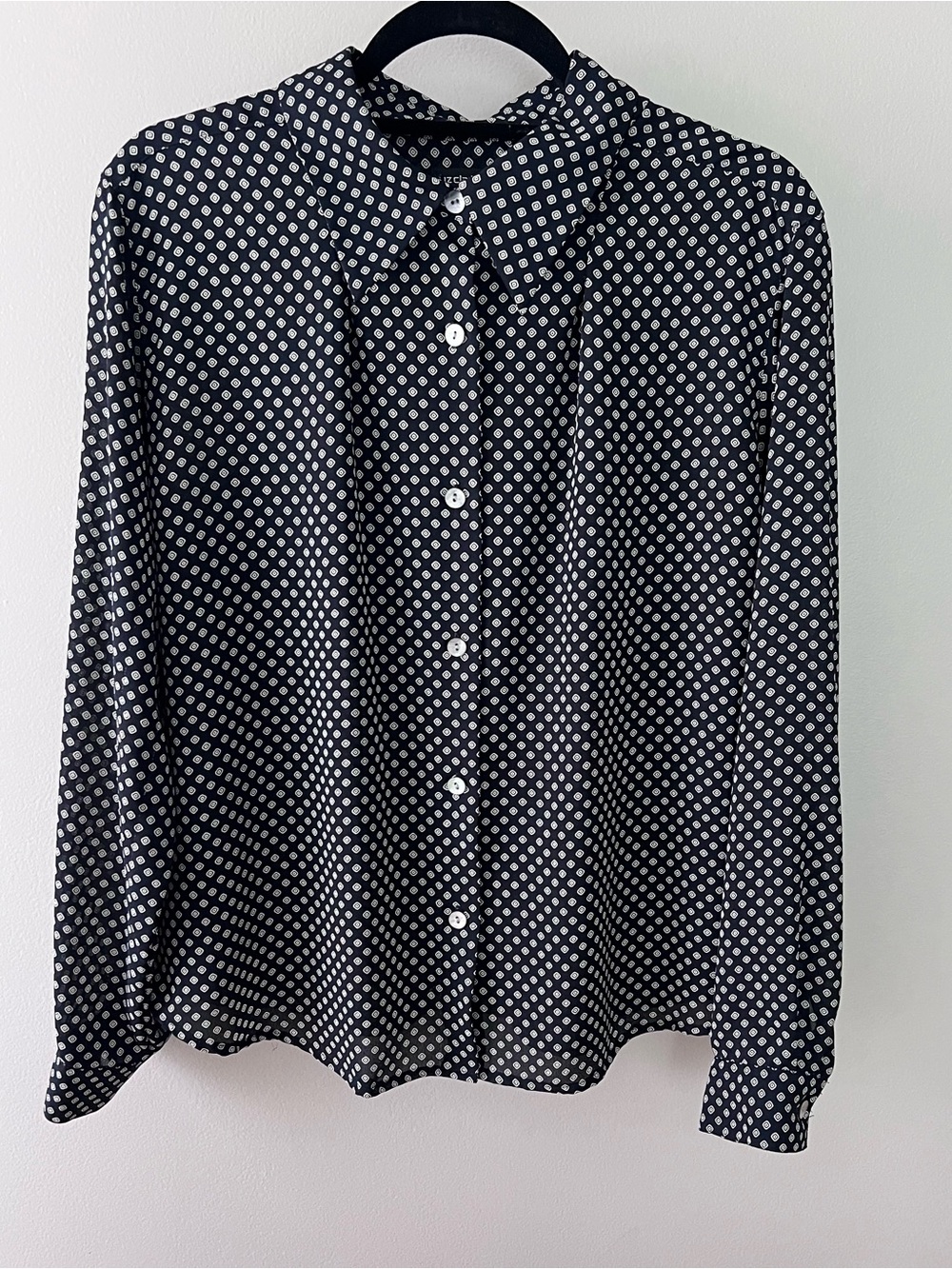 Vintage Liz Claiborne Black & White Geometric Print Blouse